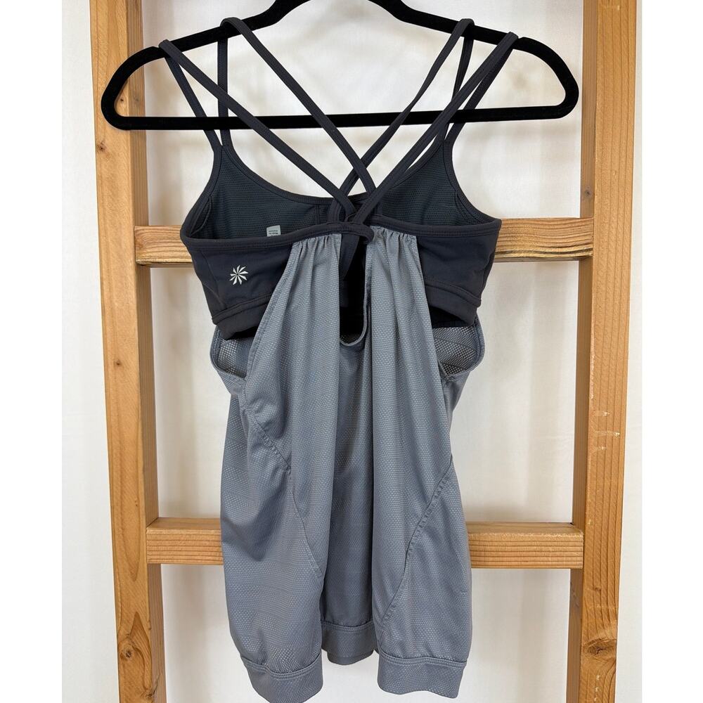 Athleta Grey Black Built-In Bra Athletic Workout Camisole Tank Top Size XS - Picture 3 of 6
